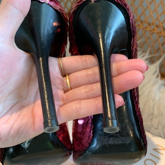 D&G Dolce & Gabbana - Pink Sequin Peep Toe Heel - Picture 6 of 14